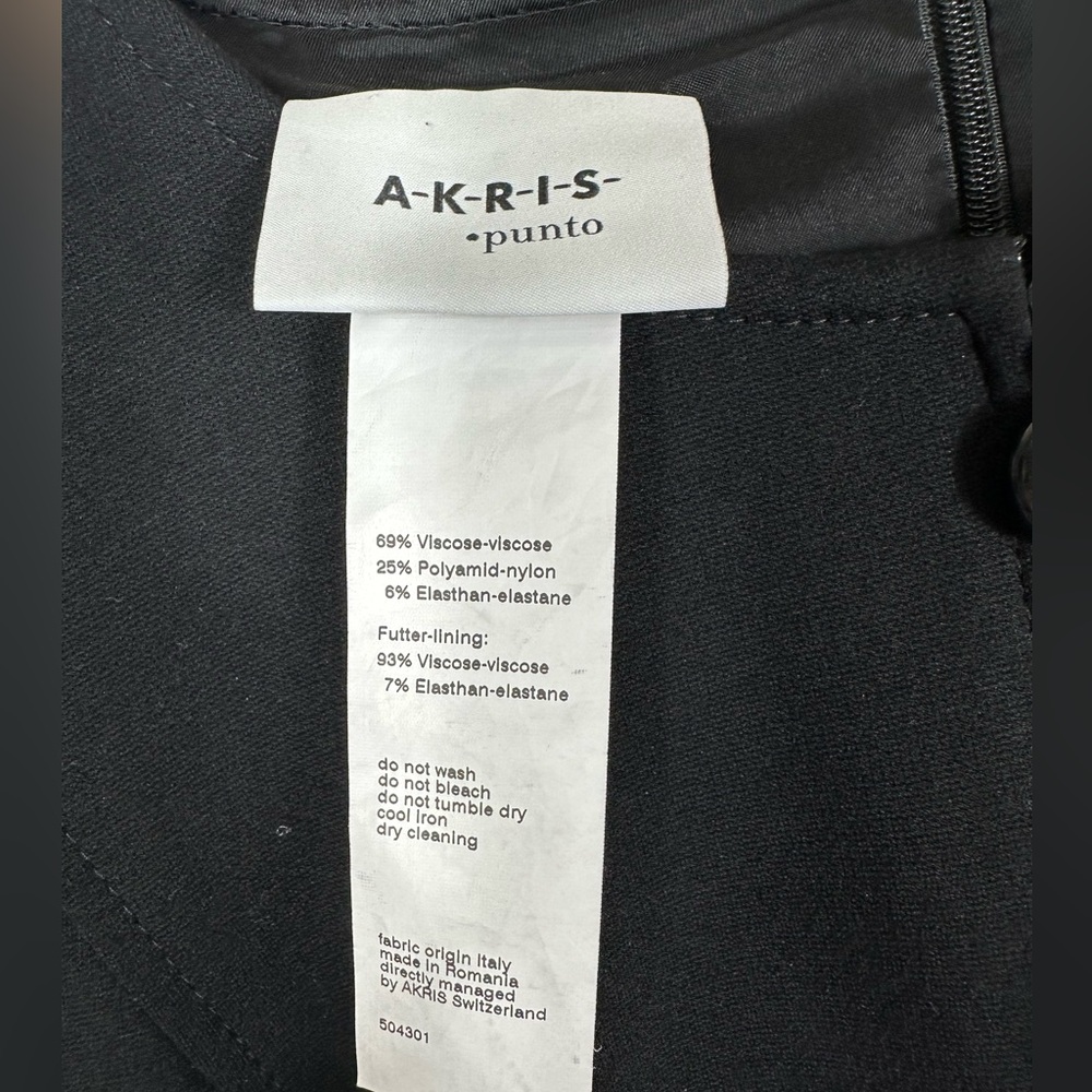 Akris Punto Cap-Sleeve Zip-Front Seamed Dress Black Women’s US Size 16 - Picture 9 of 12